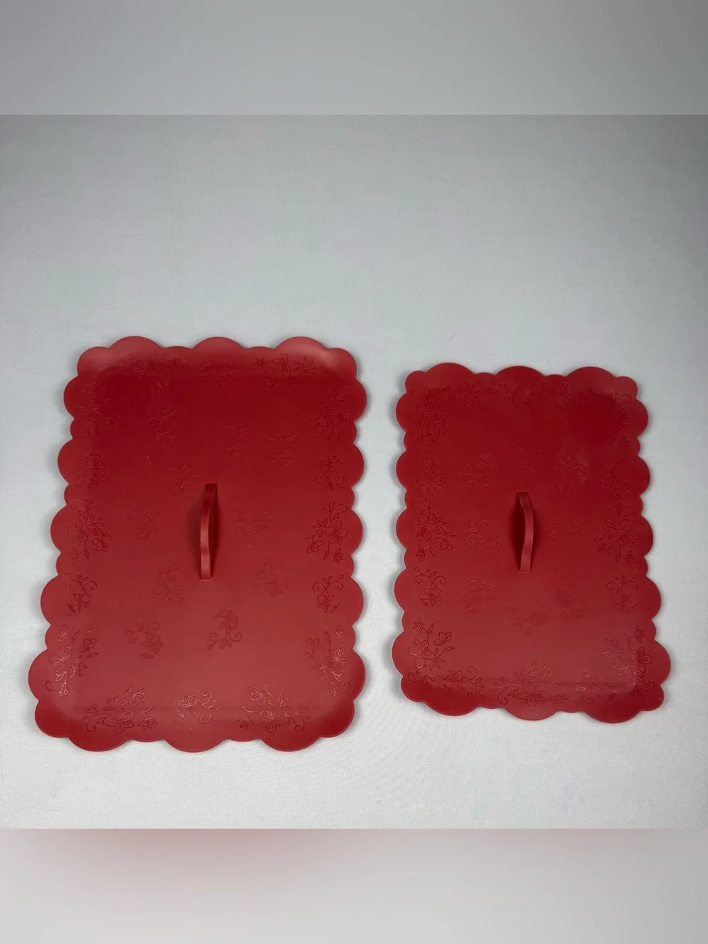 Vintage Casserole Baking Dish Covers Set of 2 Red Floral Kitchen Covers